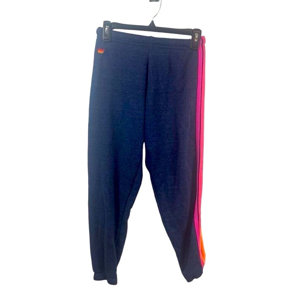 Aviator Nation Jogger Sweatpants Womens Navy Rainbow Streetwear Size XS